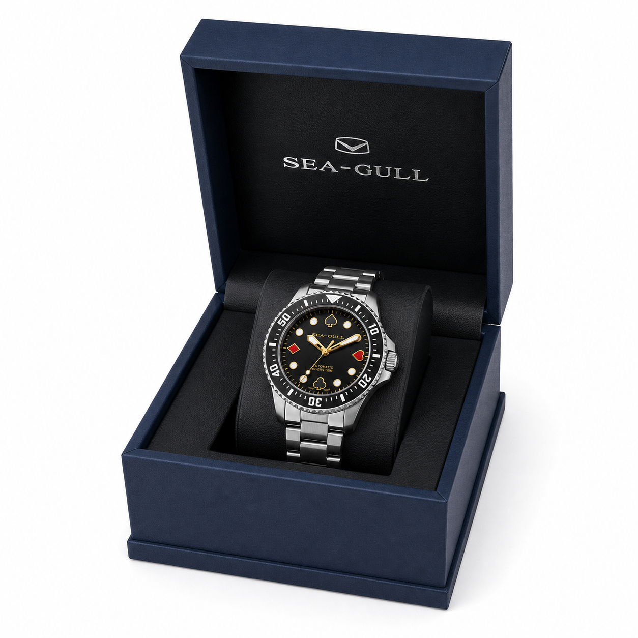 Sea-Gull Poker Master em caixa premium Sea-Gull sobre fundo branco
