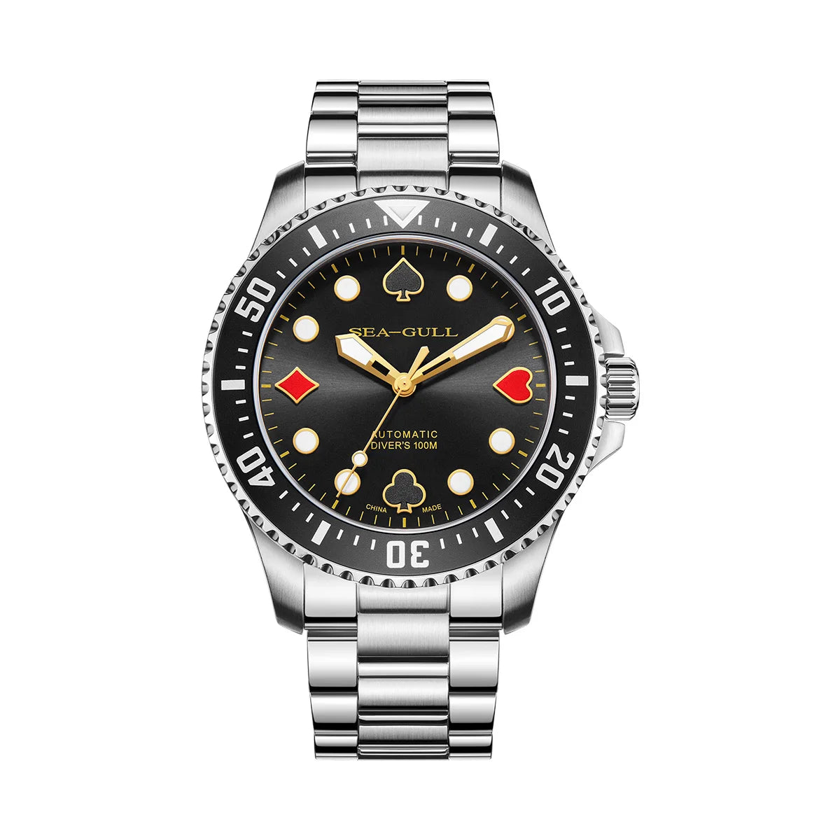 Sea-Gull 816.27.1067 Poker Master preto em fundo branco