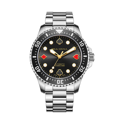 Sea-Gull 816.27.1067 Poker Master preto em fundo branco