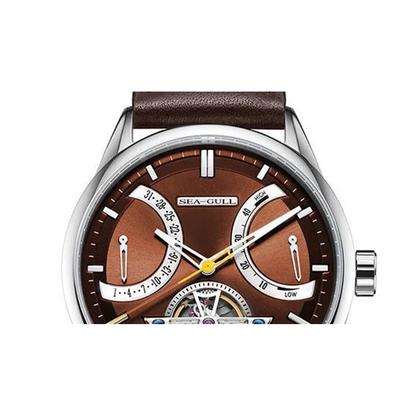 Sea-Gull 819.72.6128 marrom detalhe do mostrador